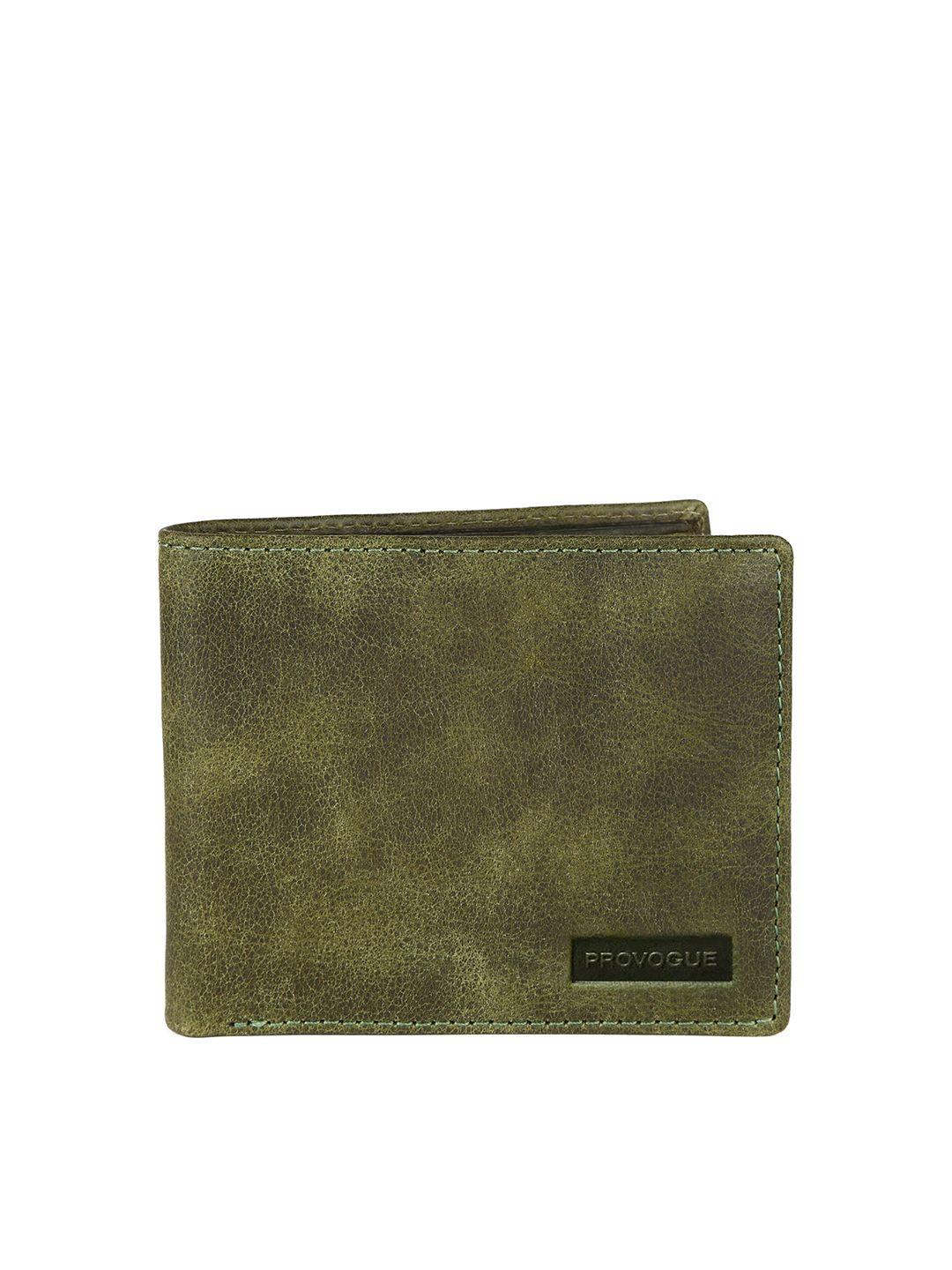 provogue men green textured leather two fold wallet