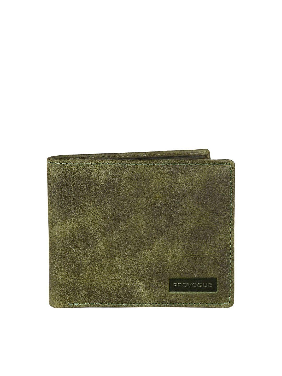 provogue men green textured leather two fold wallet