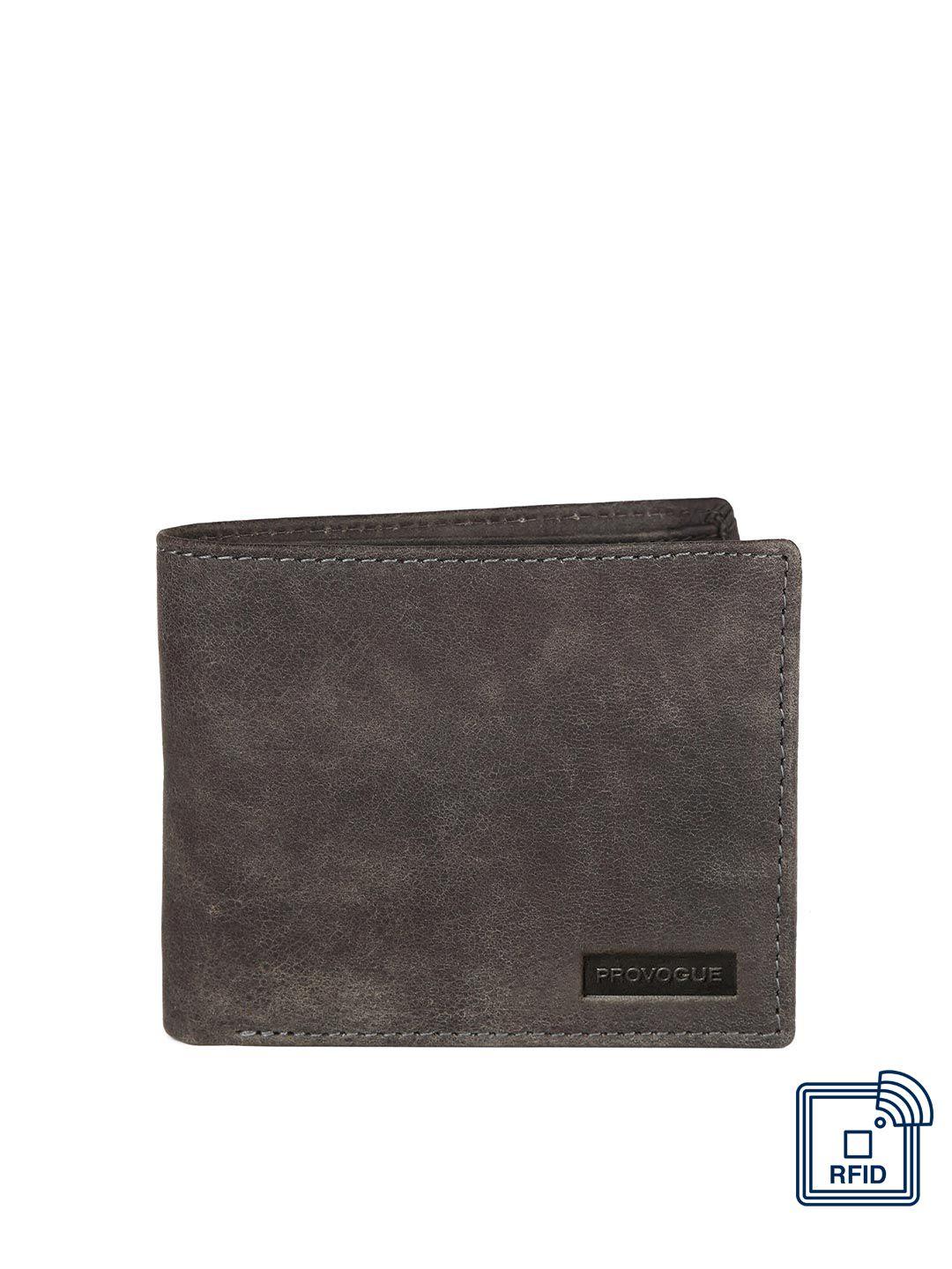provogue men grey & black textured leather two fold wallet
