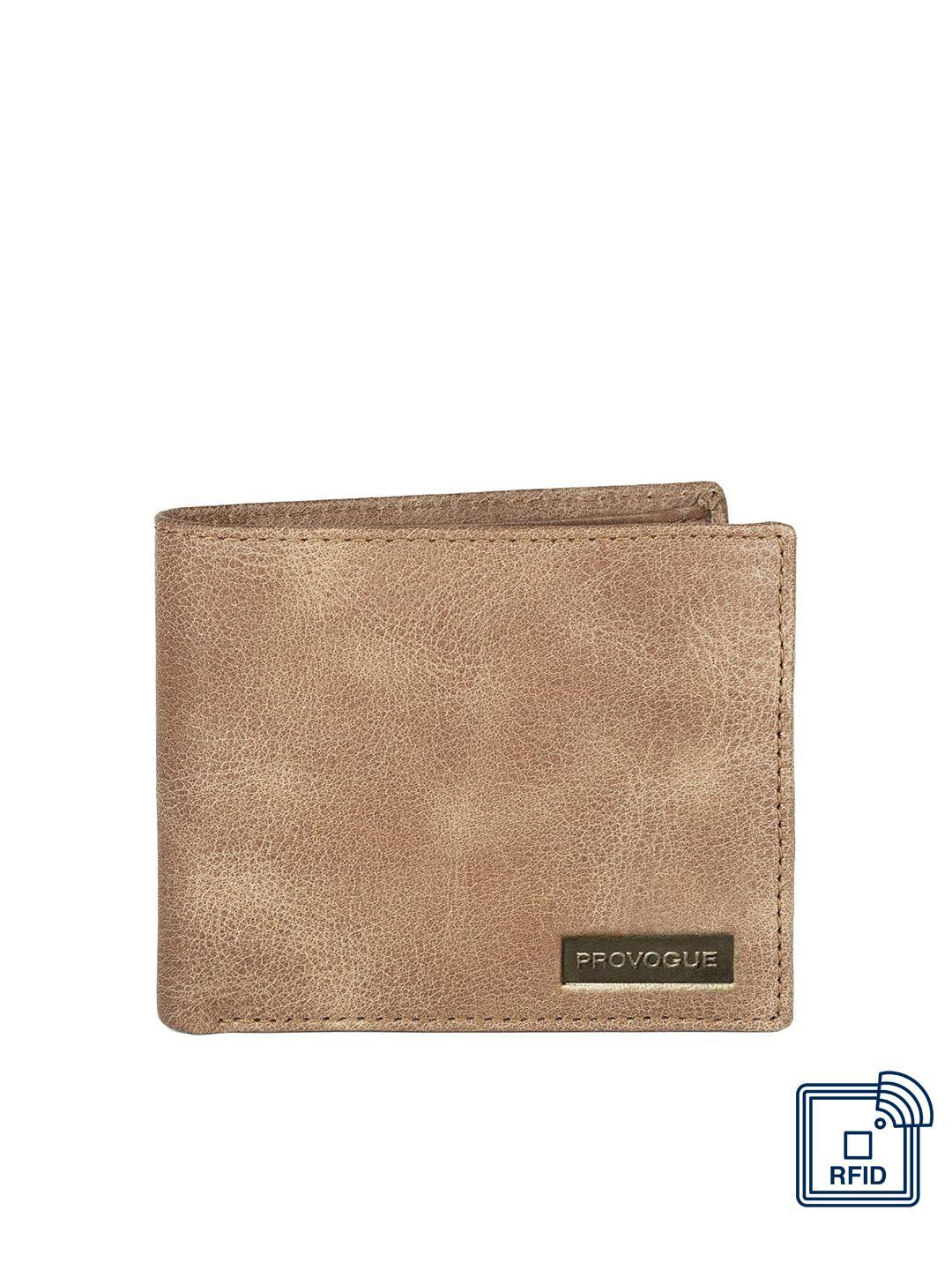 provogue men tan textured leather two fold wallet