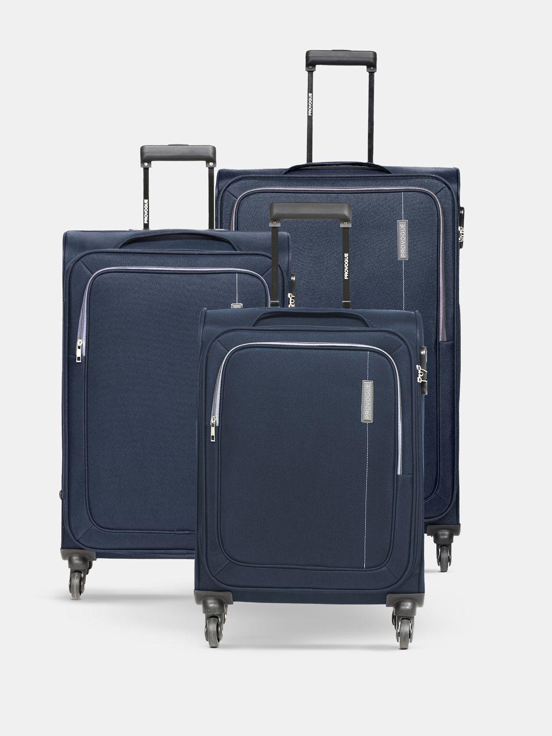 provogue soft body set of 3 lead small, medium & large size trolley suitcases