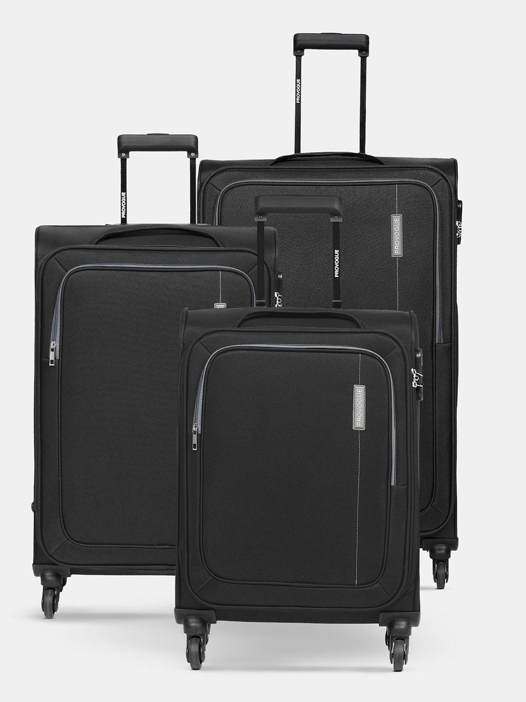 provogue soft body set of 3 set of 3 small, medium & large size trolley suitcases