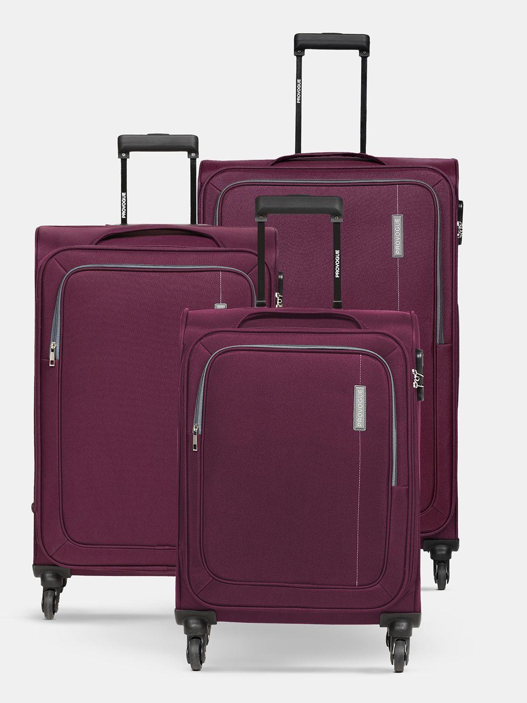 provogue soft body set of 3 small, medium & large size trolley suitcases
