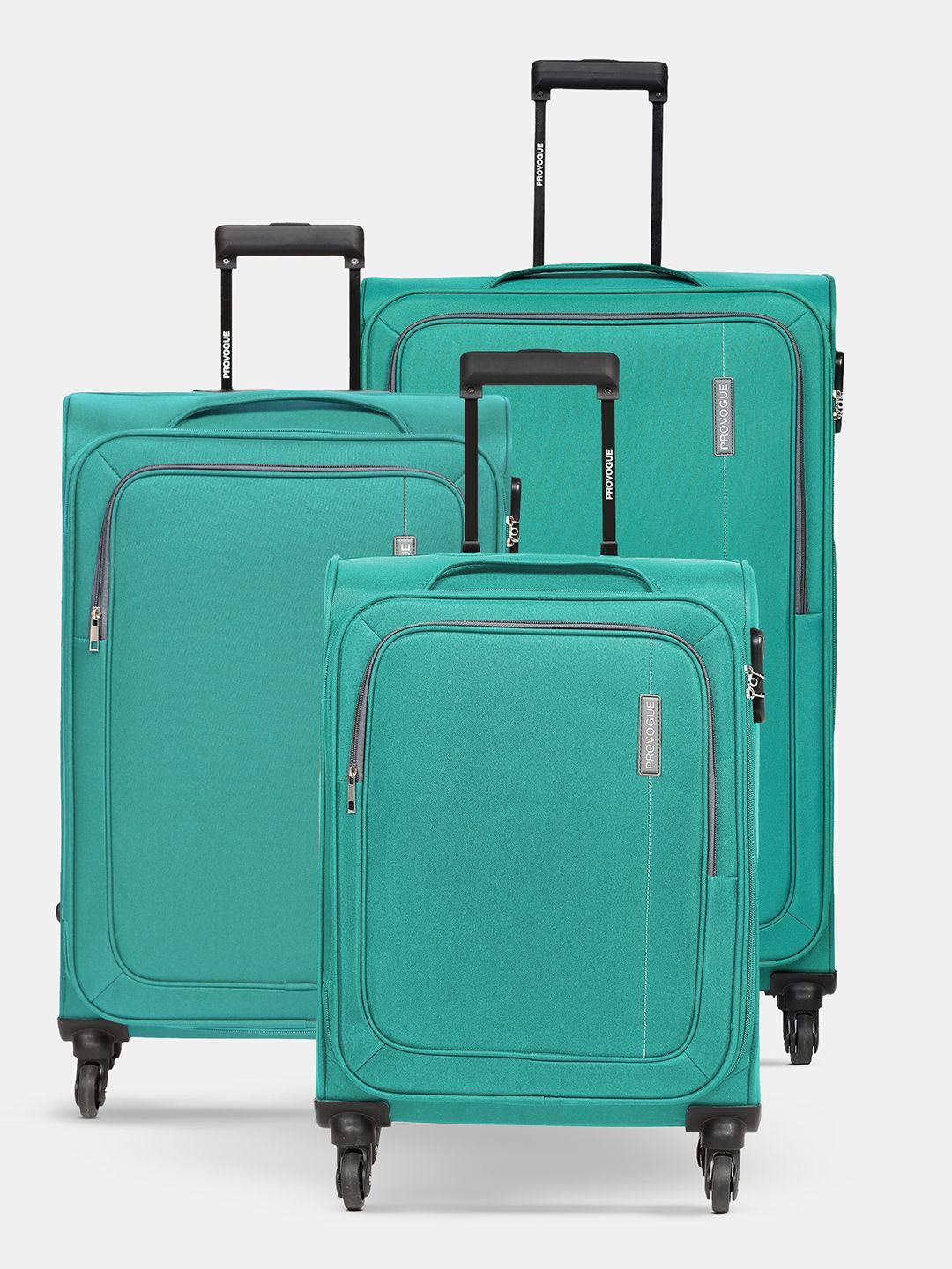 provogue soft body set of 3 small, medium & large size trolley suitcases