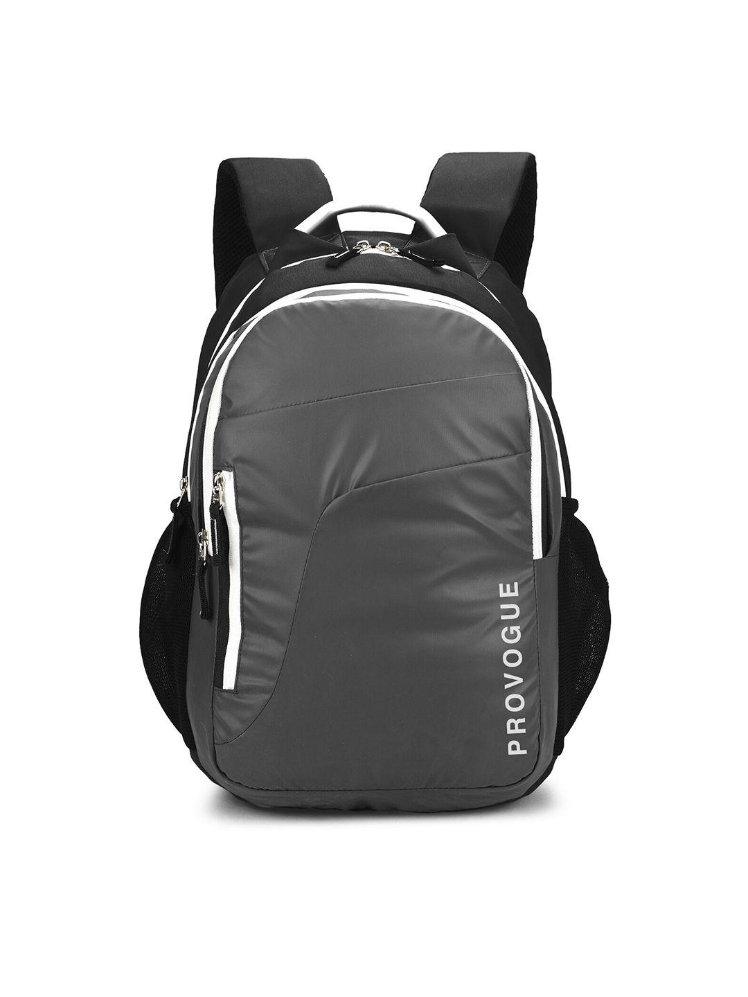 provogue unisex grey & black solid brand logo backpack with alluminium handle