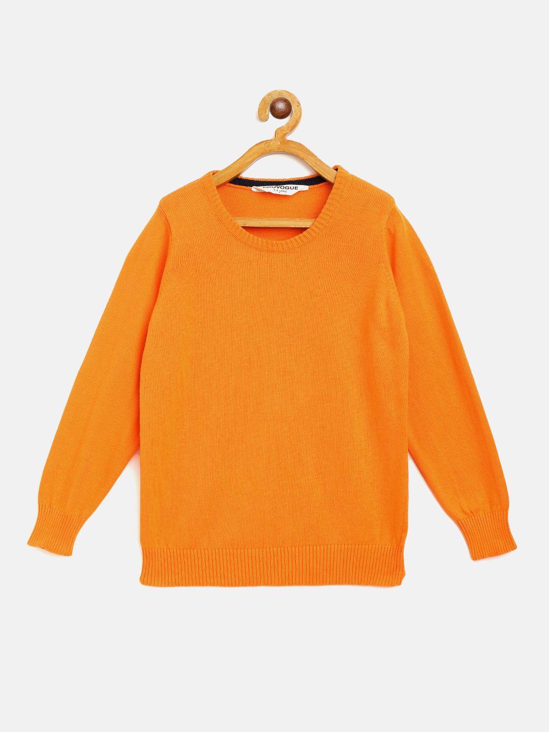provogue boys orange pure cotton solid pullover