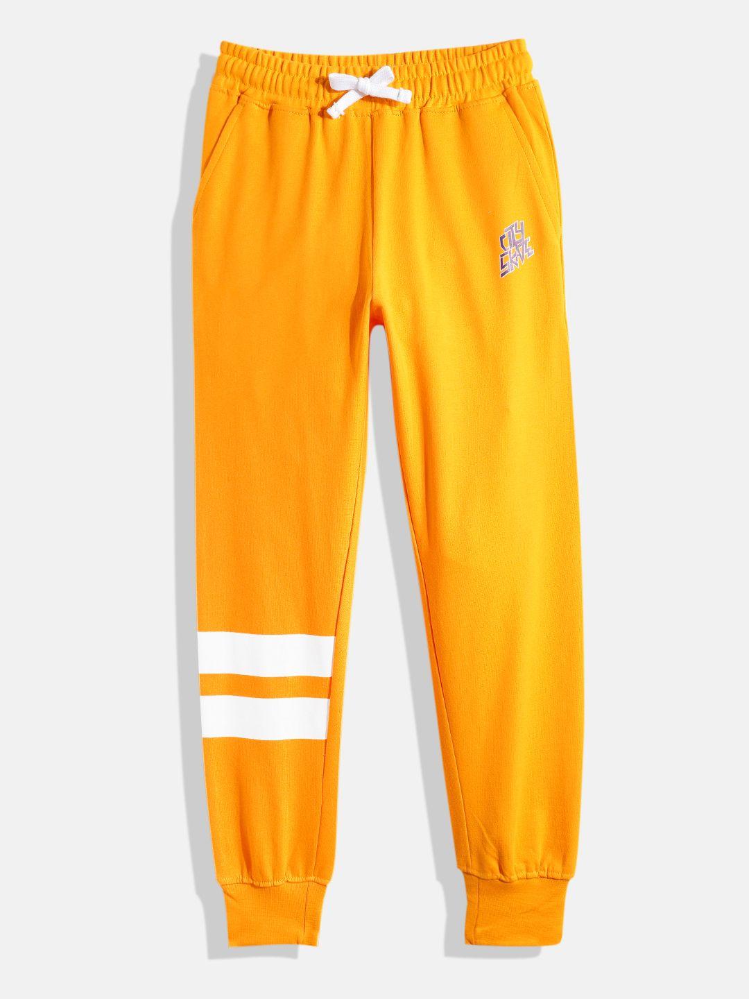 provogue boys yellow regular fit solid joggers