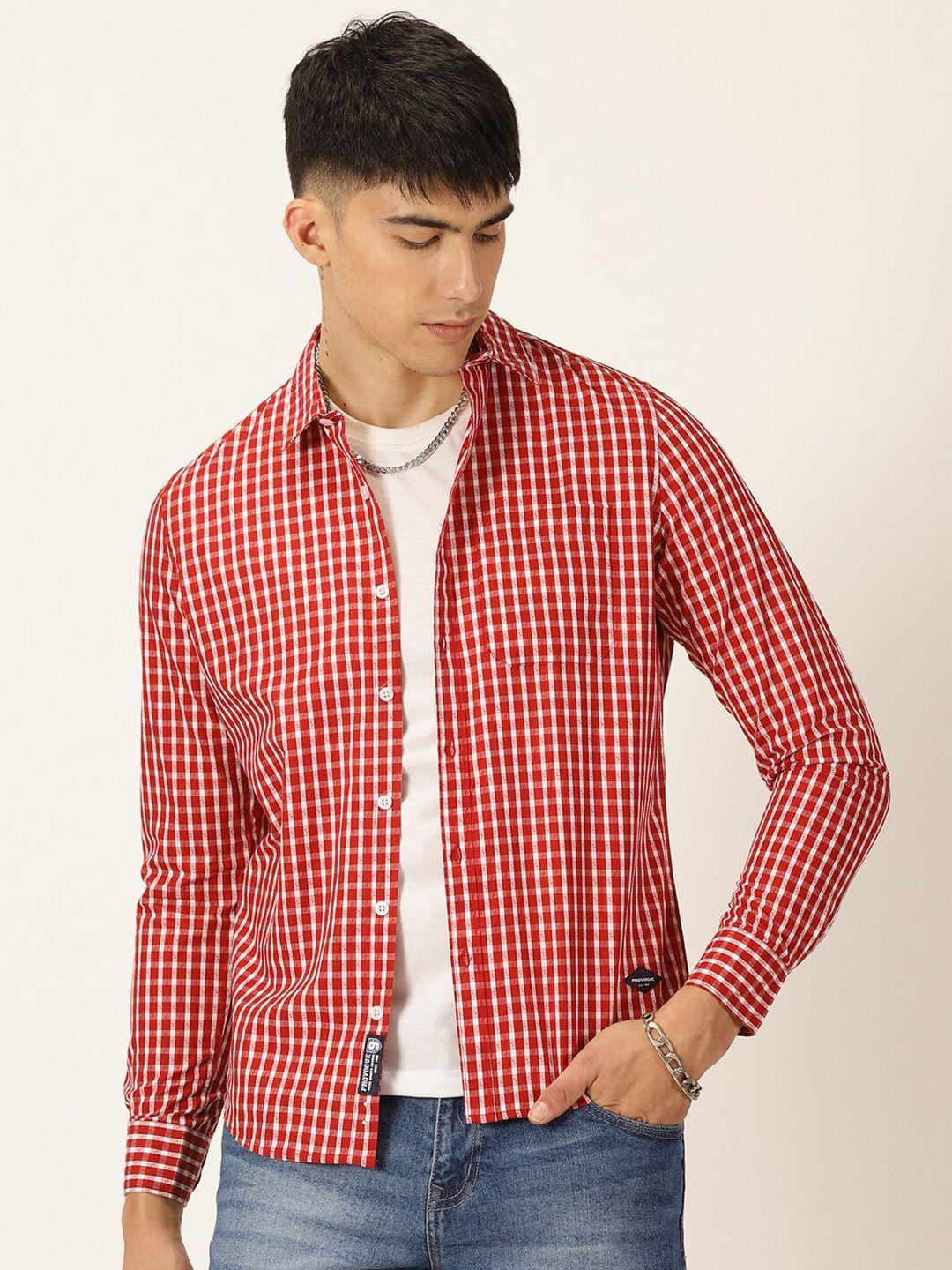 provogue classic slim fit checked pure cotton casual shirt