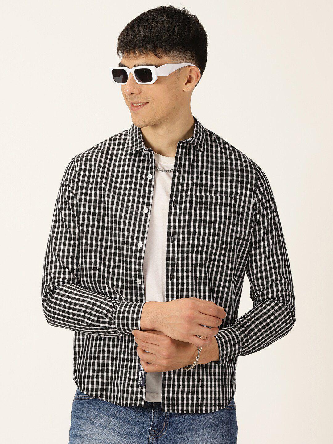 provogue classic slim fit gingham checks checked pure cotton casual shirt