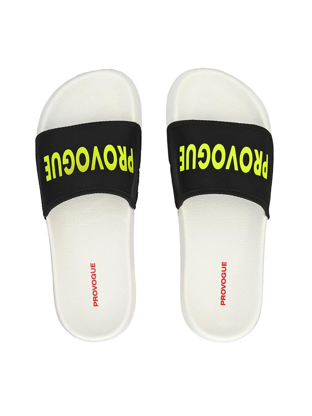 provogue men black & yellow printed sliders