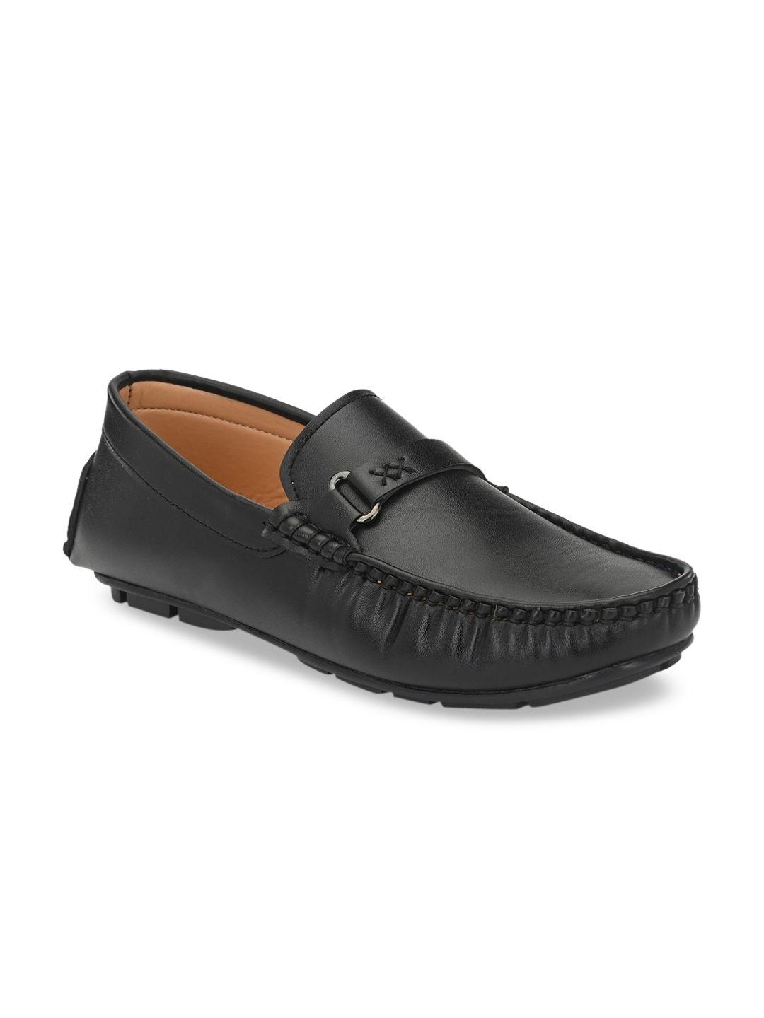provogue men black solid formal loafers