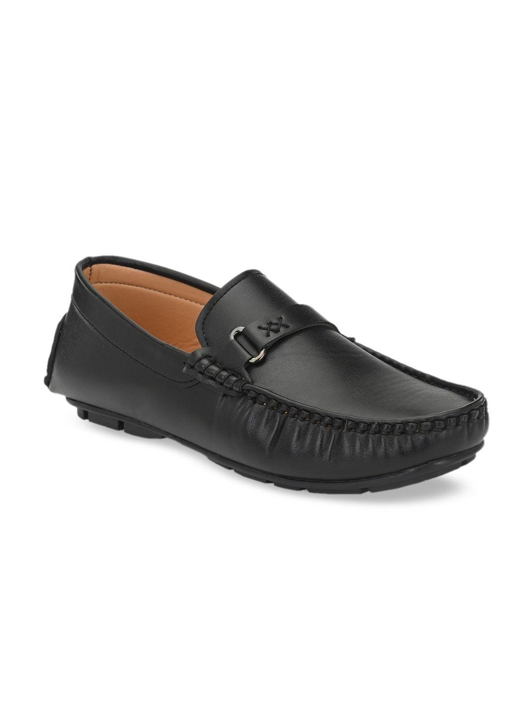 provogue men black solid horsebit loafers