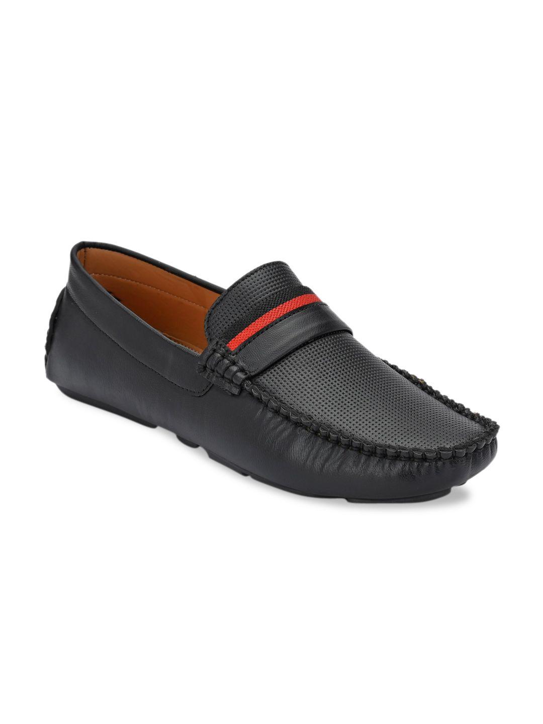 provogue men black textured formal loafers