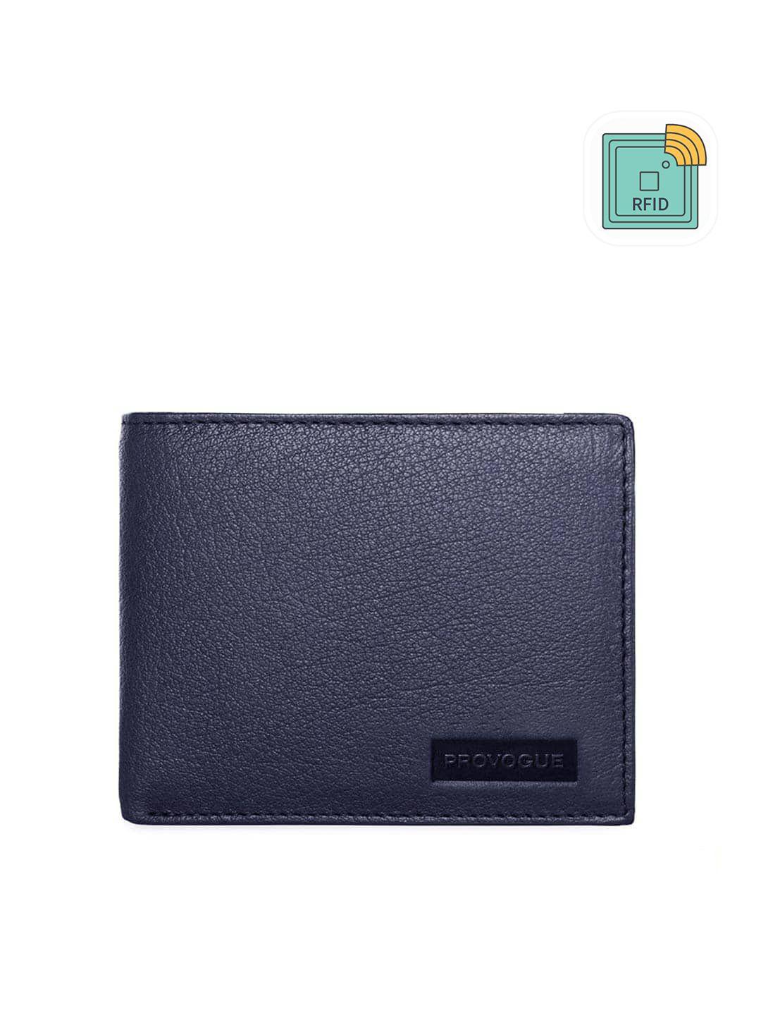 provogue men blue & black leather two fold wallet