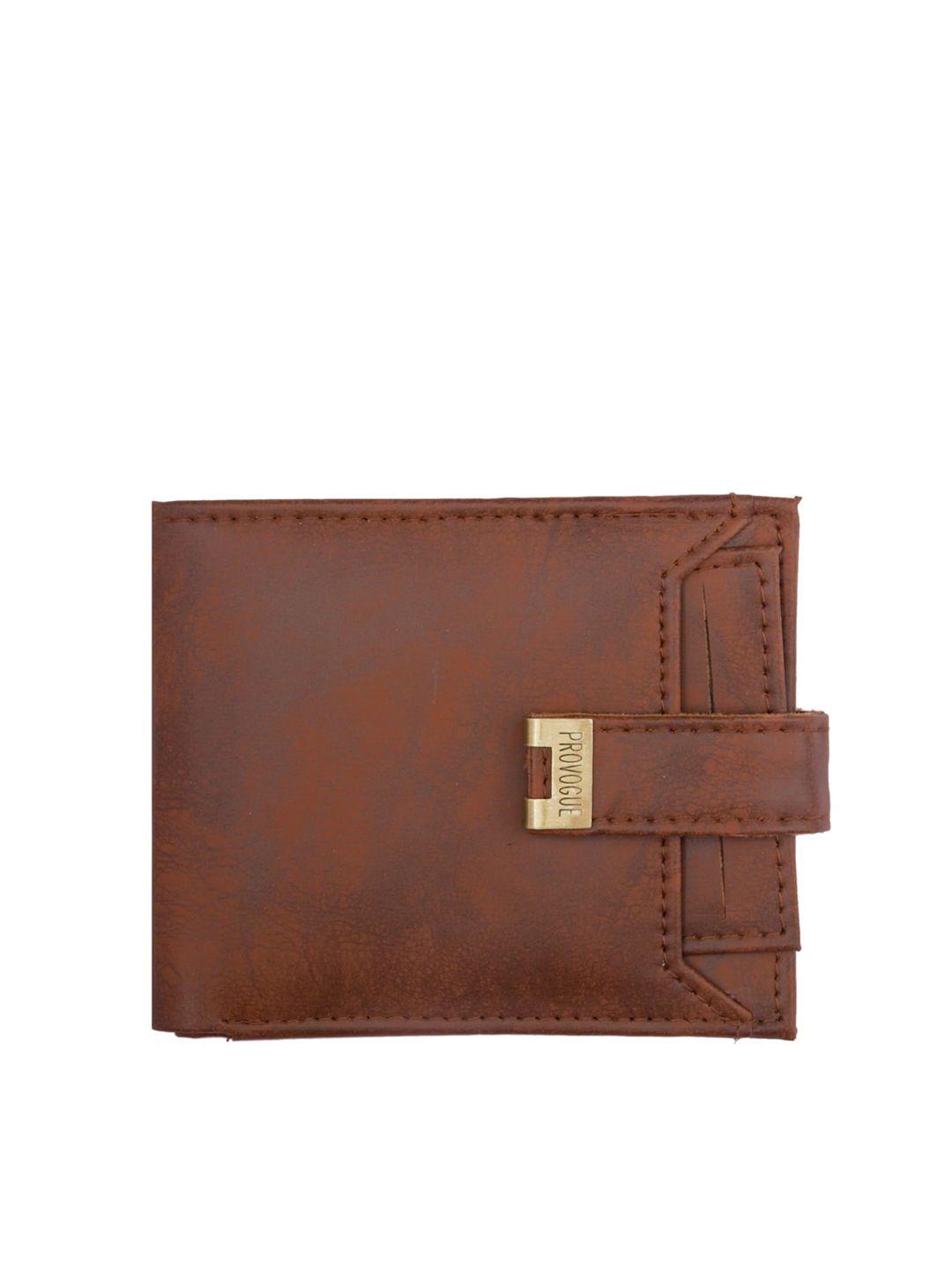 provogue men brown faux leather rfid two fold wallet