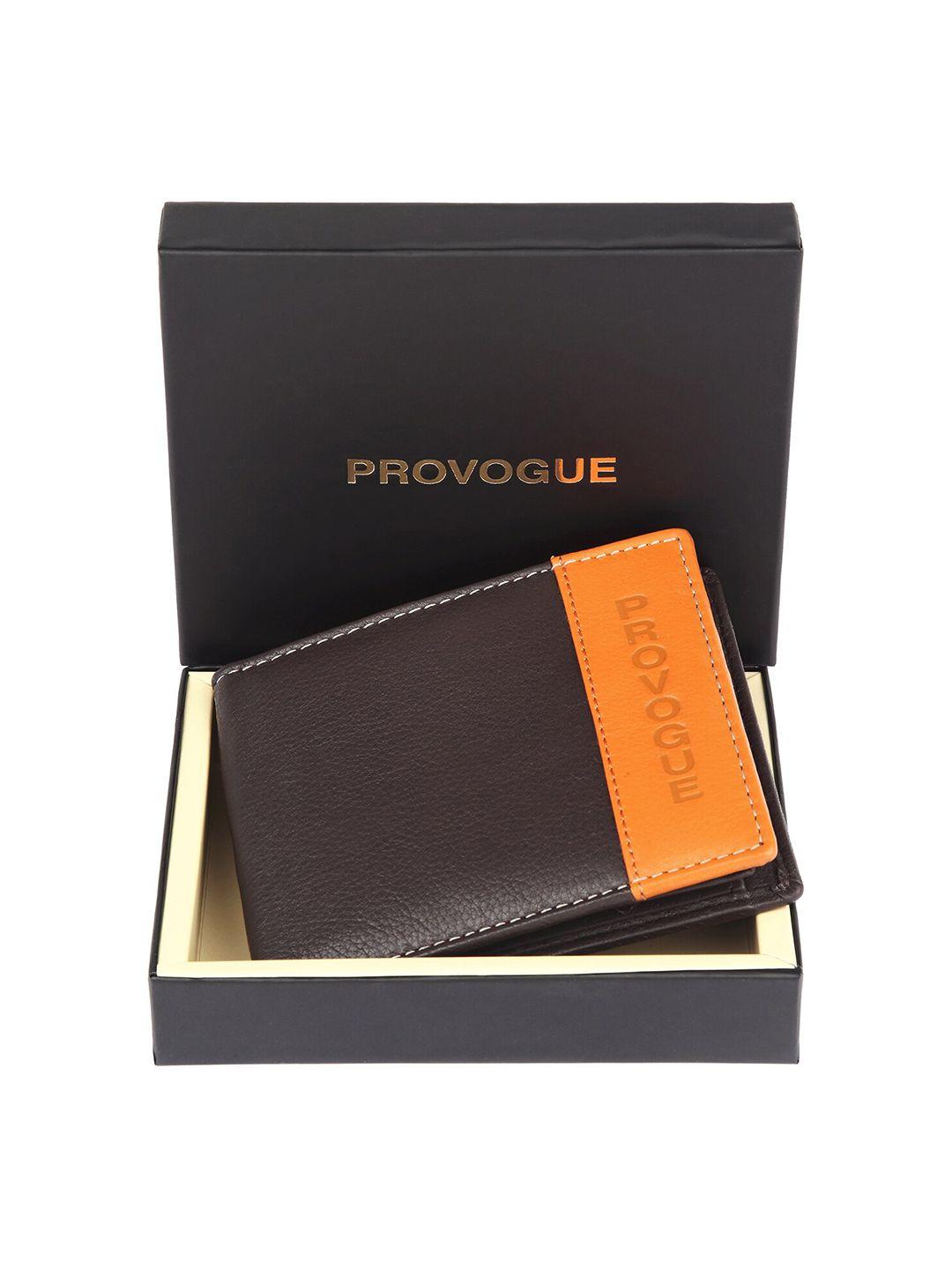 provogue men brown leather two fold wallet