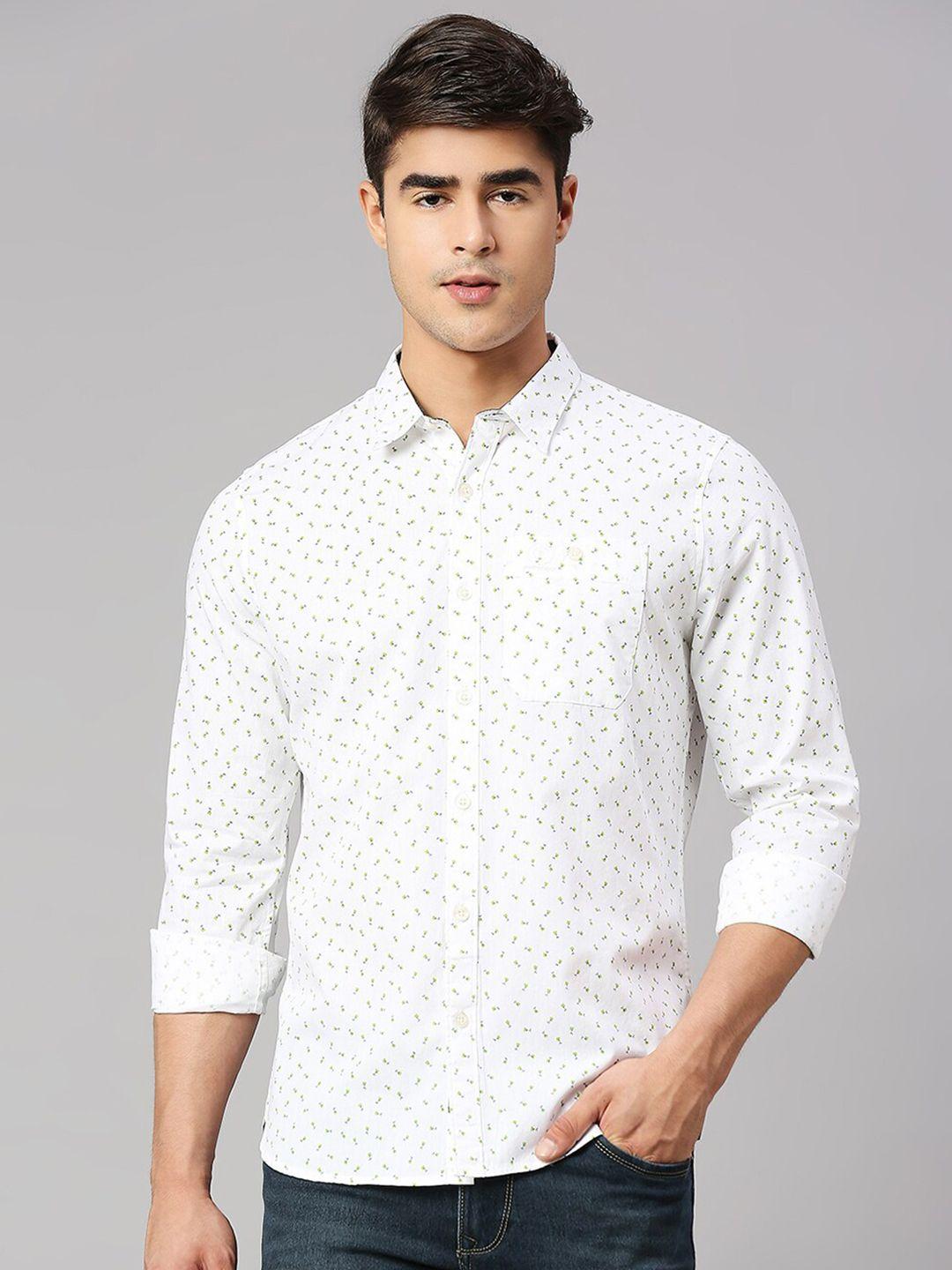 provogue men printed cotton classic slim fit opaque casual shirt