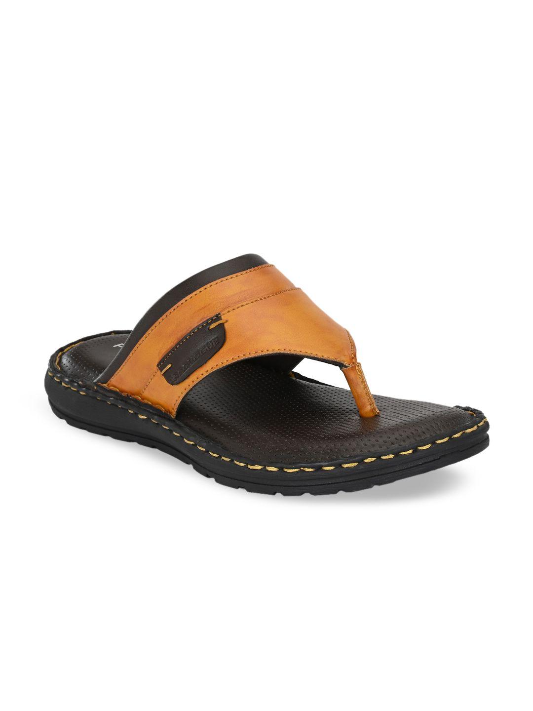 provogue men tan & black thong flip-flops