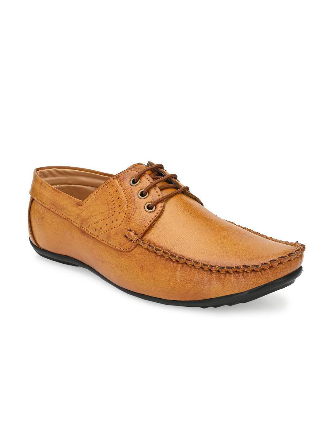 provogue men tan brown leather perforations loafers