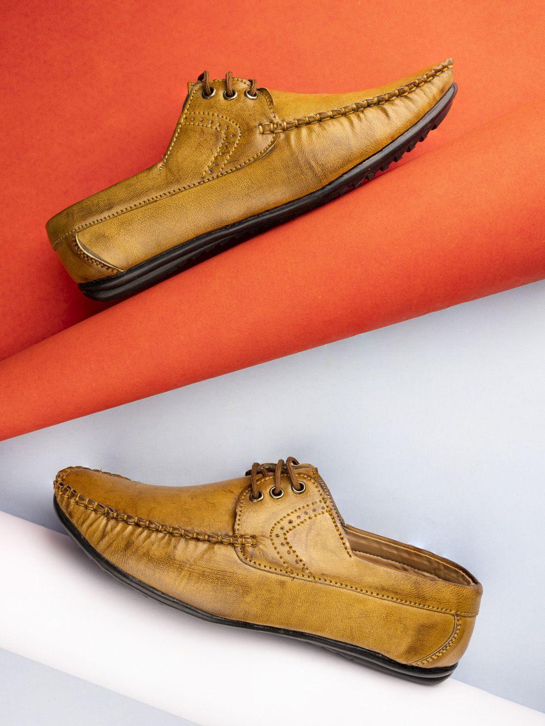 provogue men tan brown synthetic leather derbys