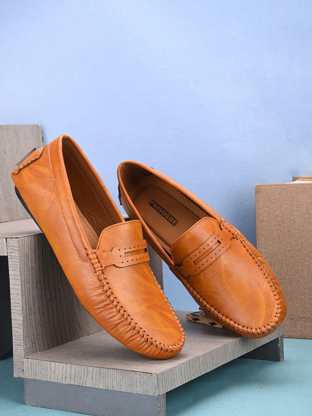 provogue men tan textured loafers