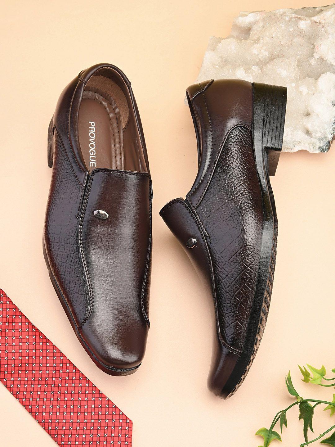 provogue men textured formal slip on shoes