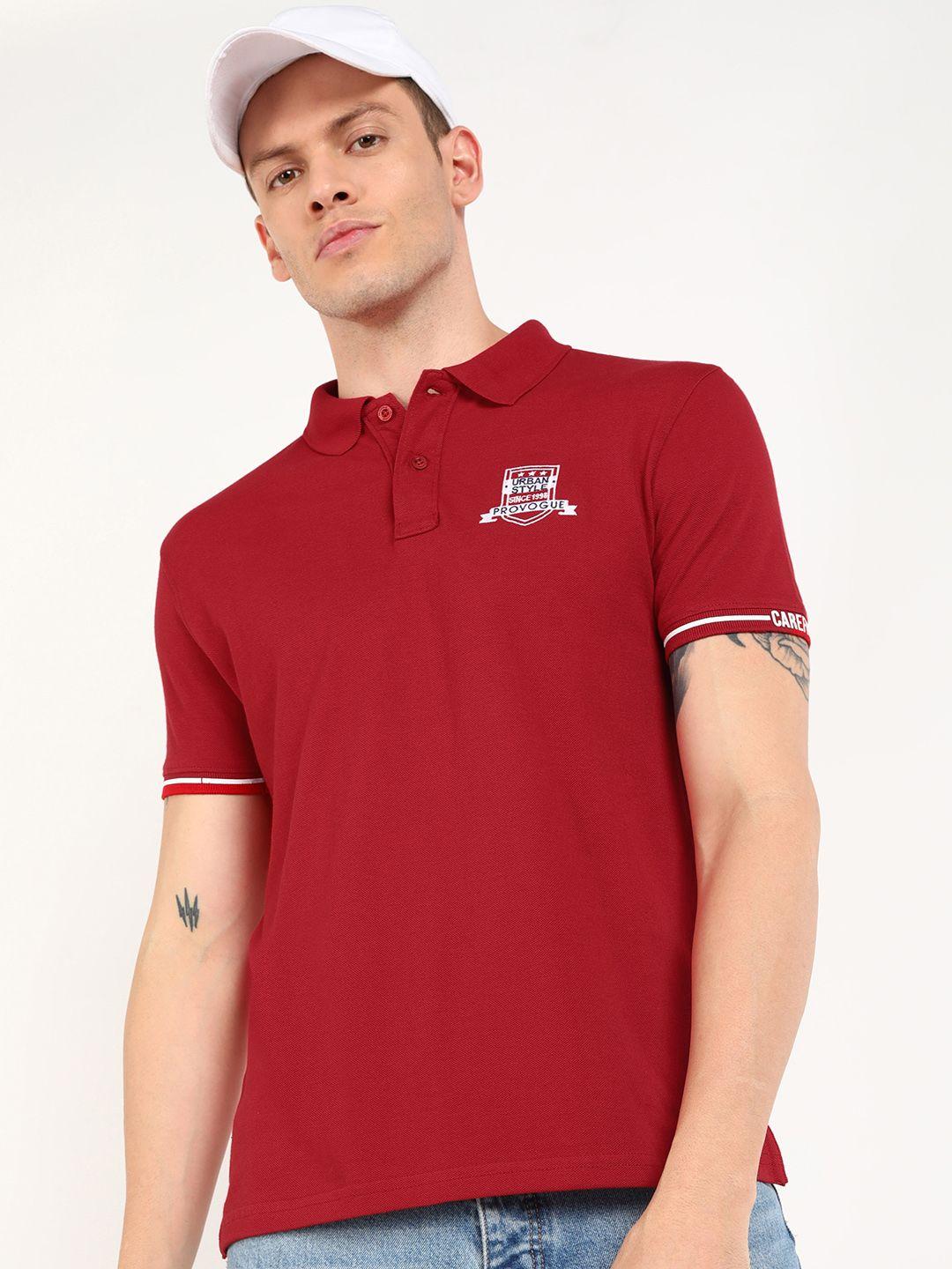 provogue printed polo collar slim fit t-shirt