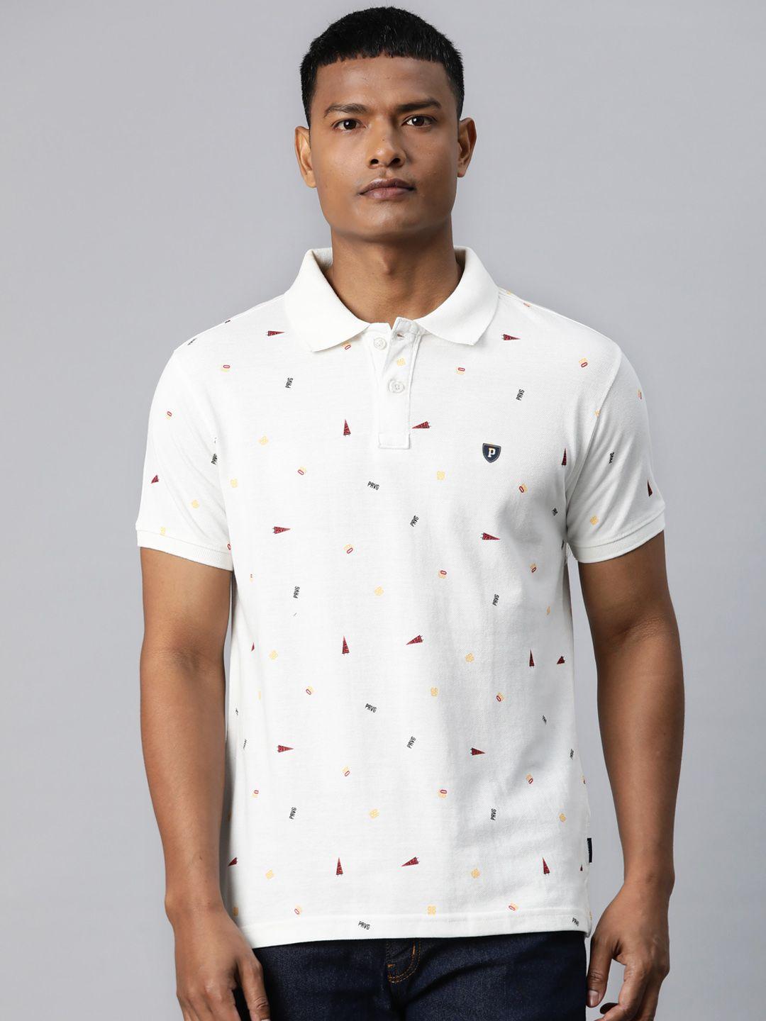 provogue printed slim fit polo collar t-shirt