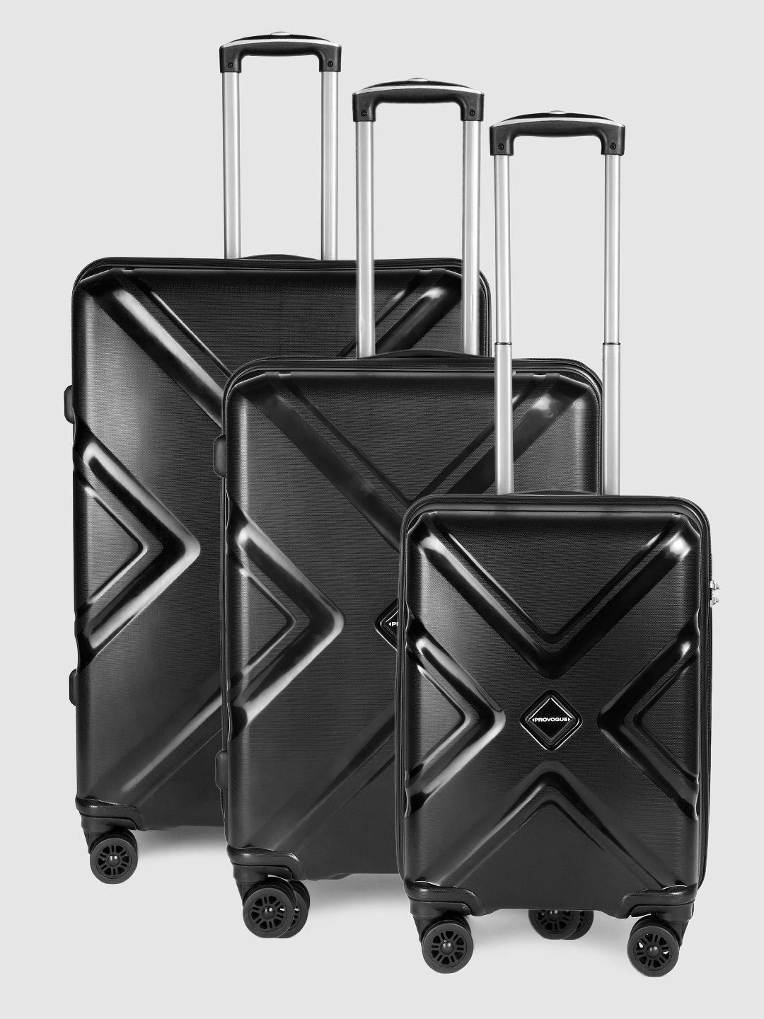 provogue set of 3 cross hard-sided 8 wheels 360-degree rotation trolley bag