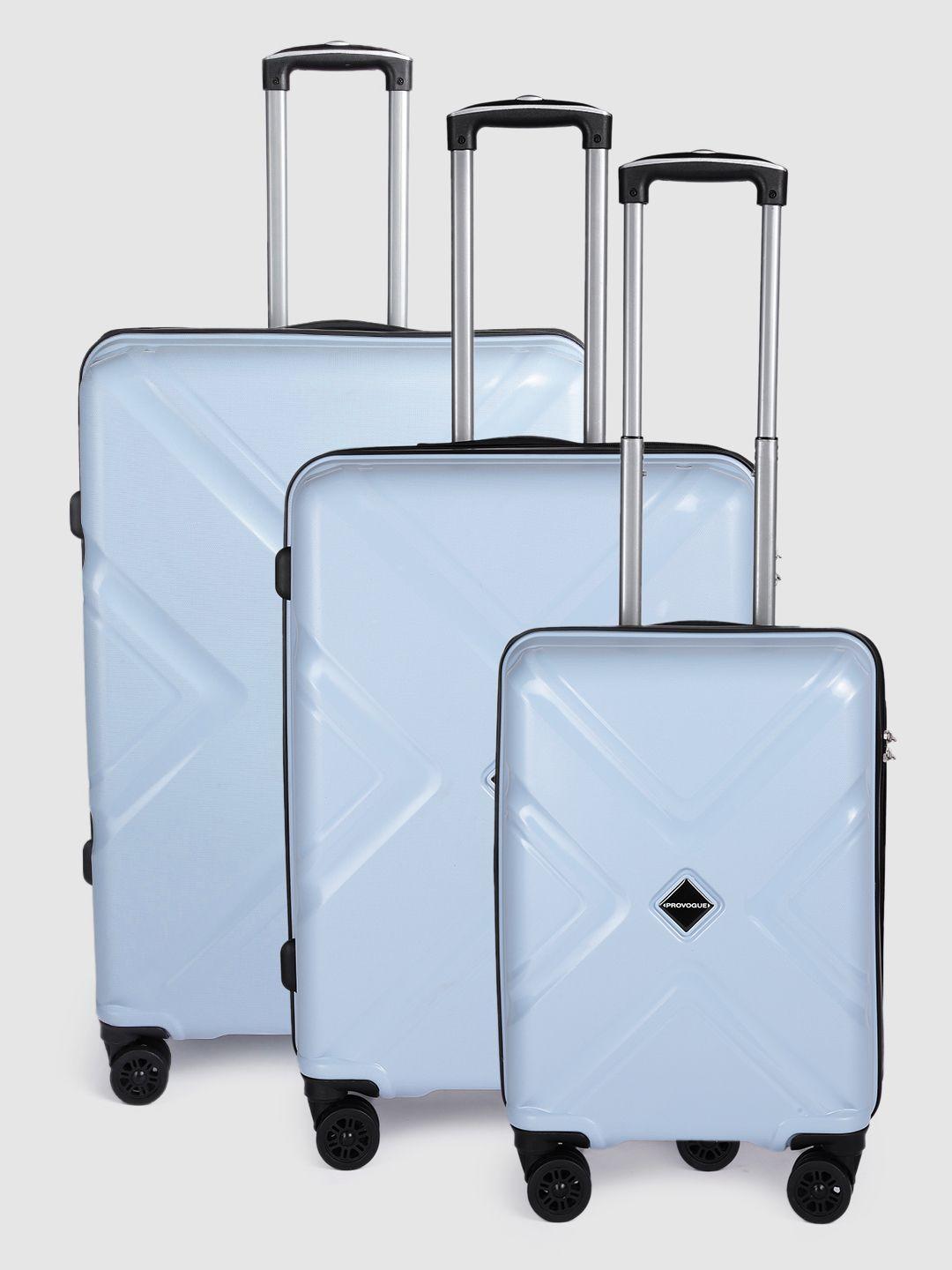 provogue set of 3 cross hard-sided 8 wheels 360-degree rotation trolley bag