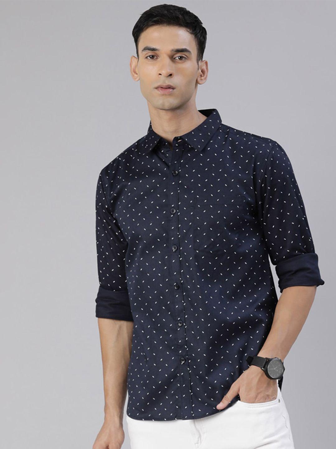 provogue slim fit geometric printed pure cotton casual shirt