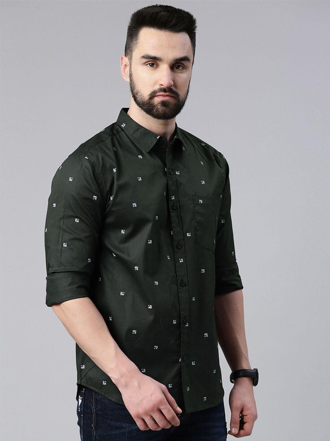 provogue slim fit micro ditsy printed pure cotton casual shirt