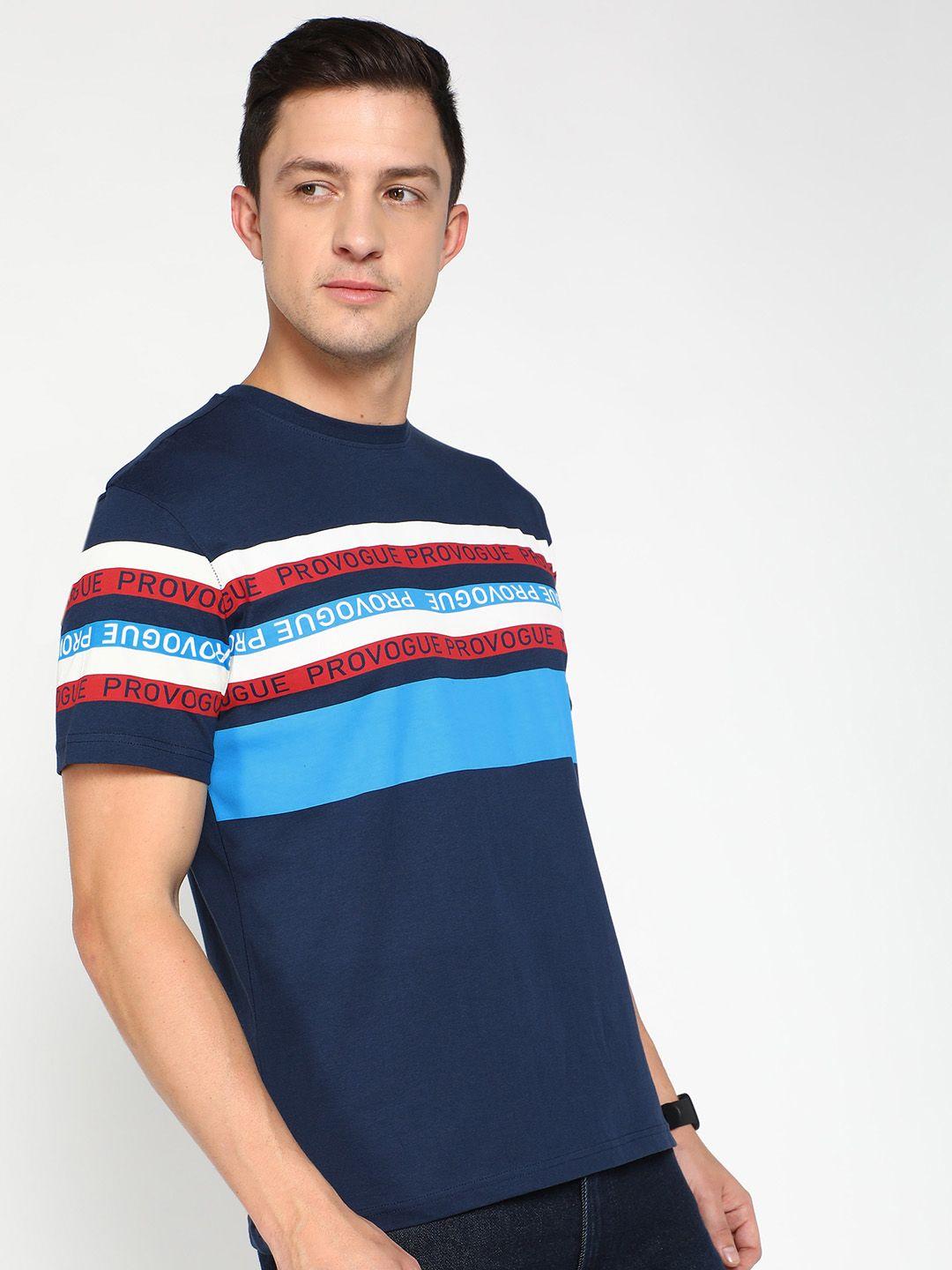 provogue striped with brand logo detail pure cotton t-shirt