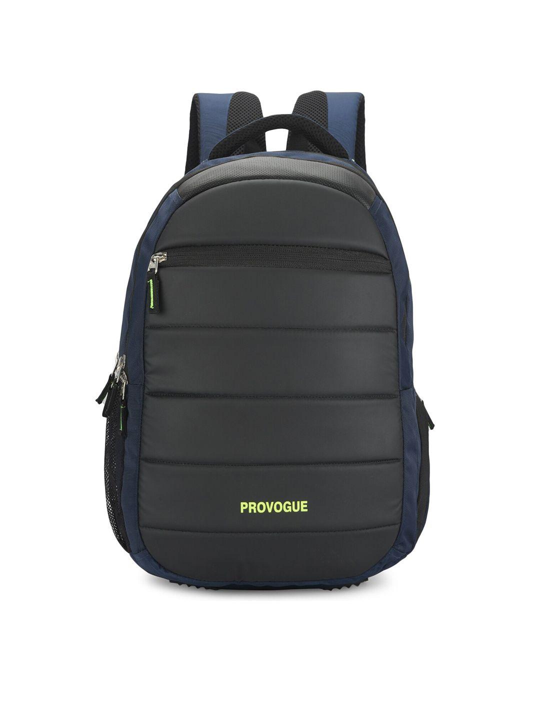 provogue unisex black & navy blue brand logo backpack with reflective strip