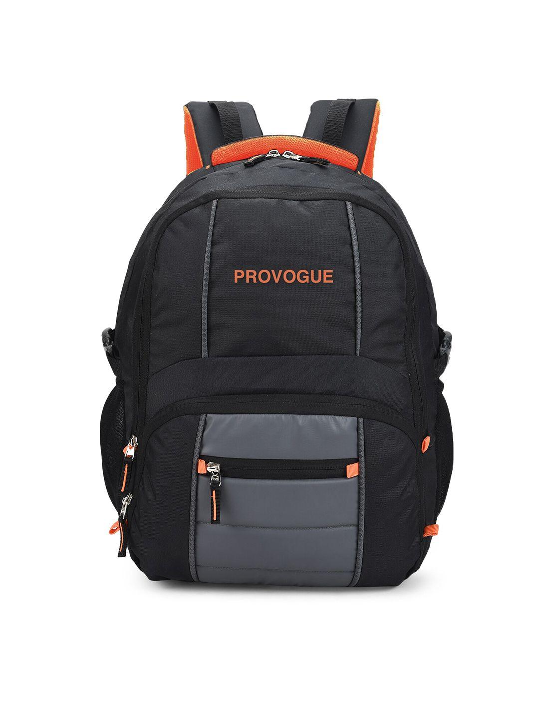 provogue unisex black & orange brand logo backpack with reflective strip