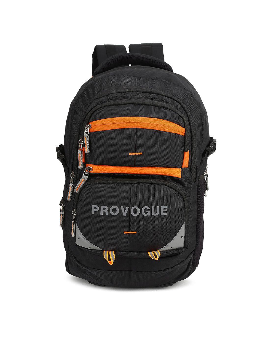 provogue unisex black & orange colourblocked backpack with reflective strip