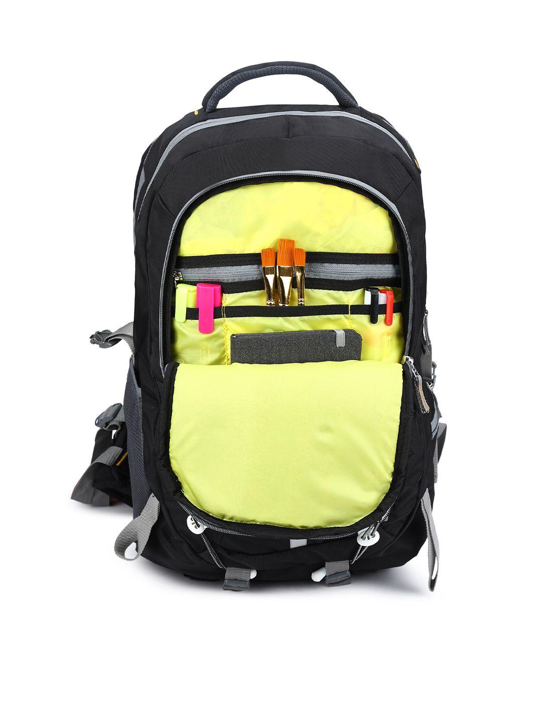 provogue unisex black & yellow colourblocked reflective strip backpack