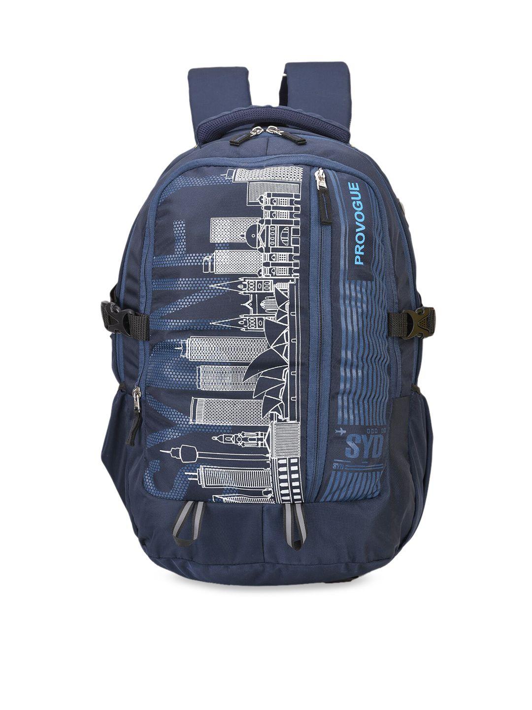 provogue unisex blue & white graphic backpack