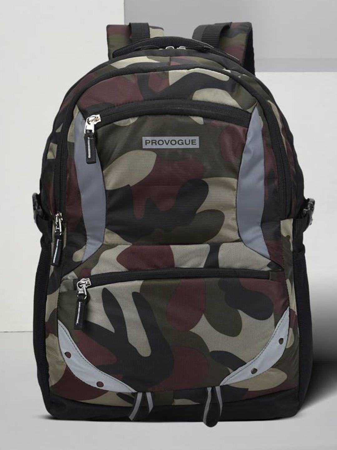 provogue unisex camouflage printed backpack with reflective strip