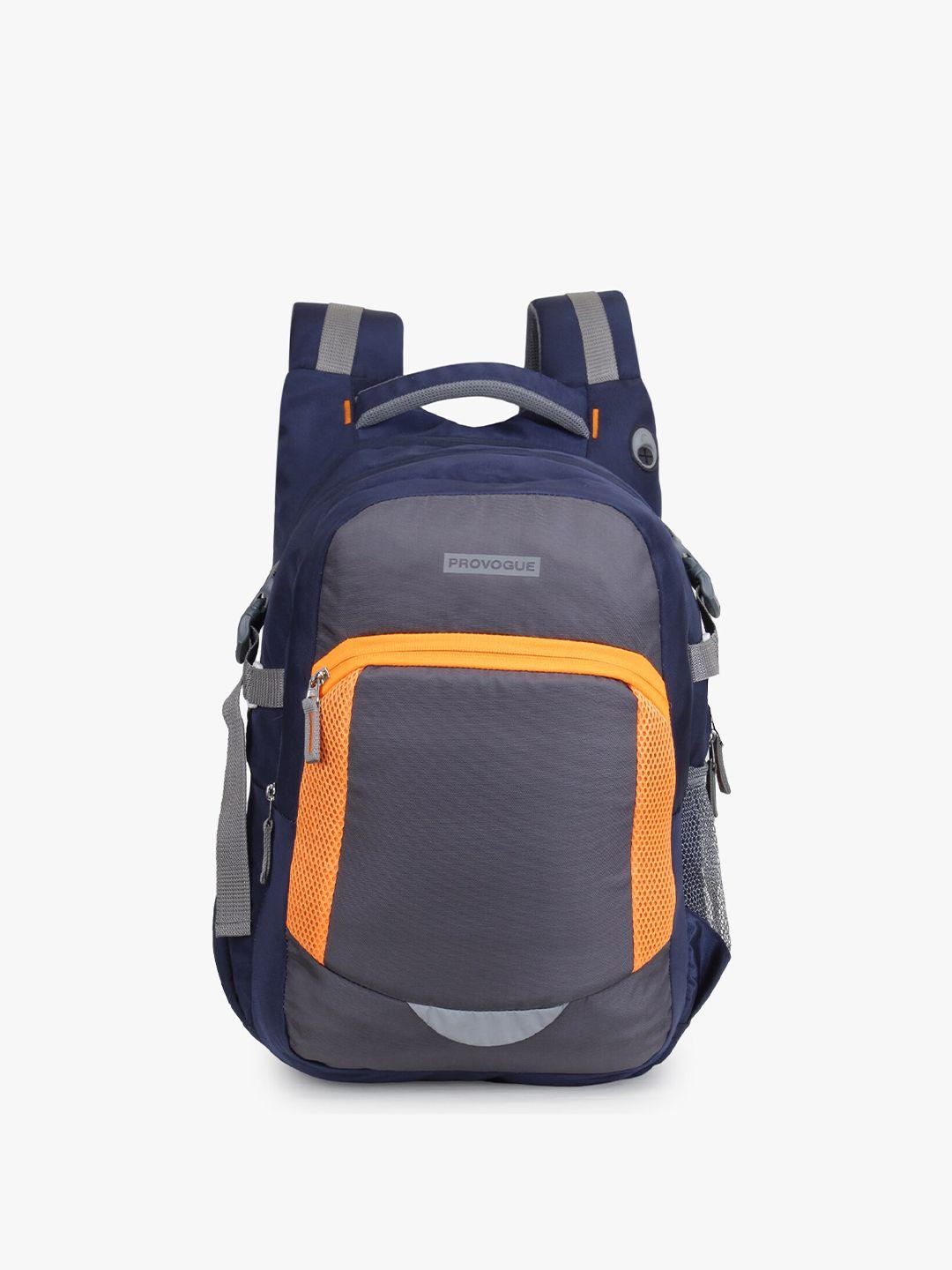 provogue unisex grey & orange contrast detail backpack with earphone gate