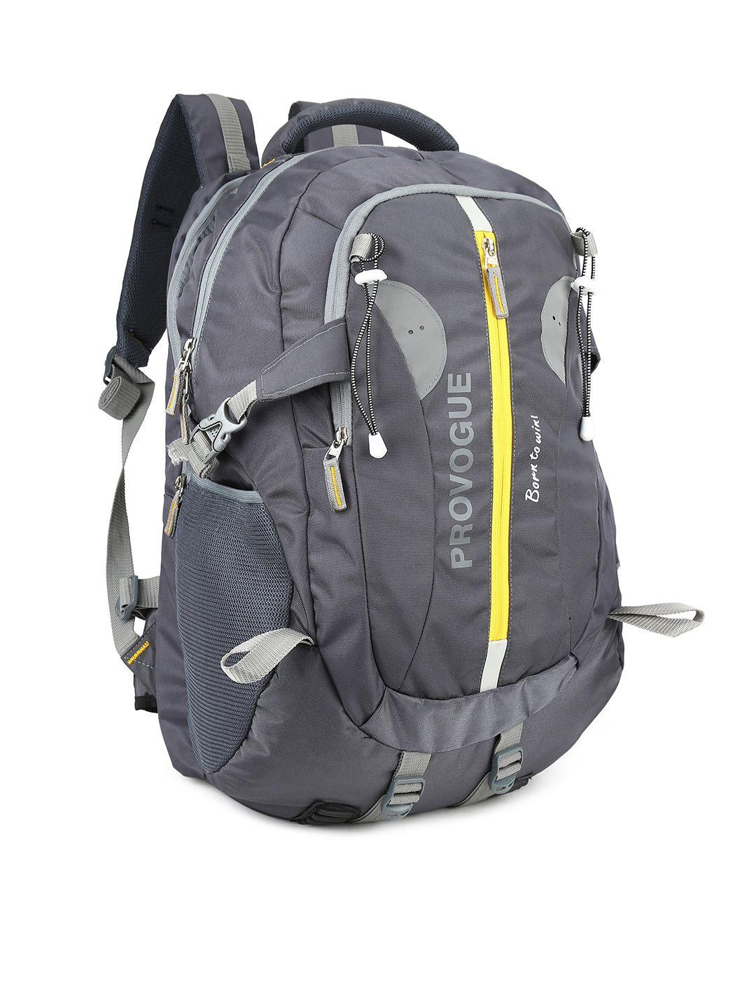 provogue unisex grey & yellow colourblocked backpack with reflective strip & rain cover