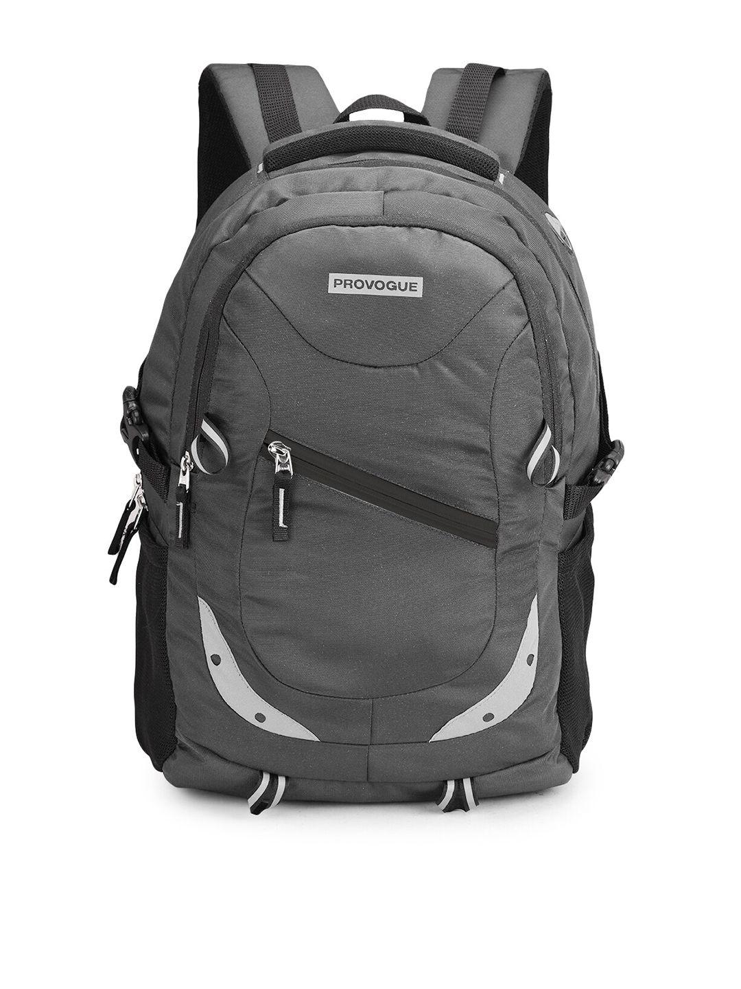 provogue unisex grey pu backpack with reflective strip & rain cover