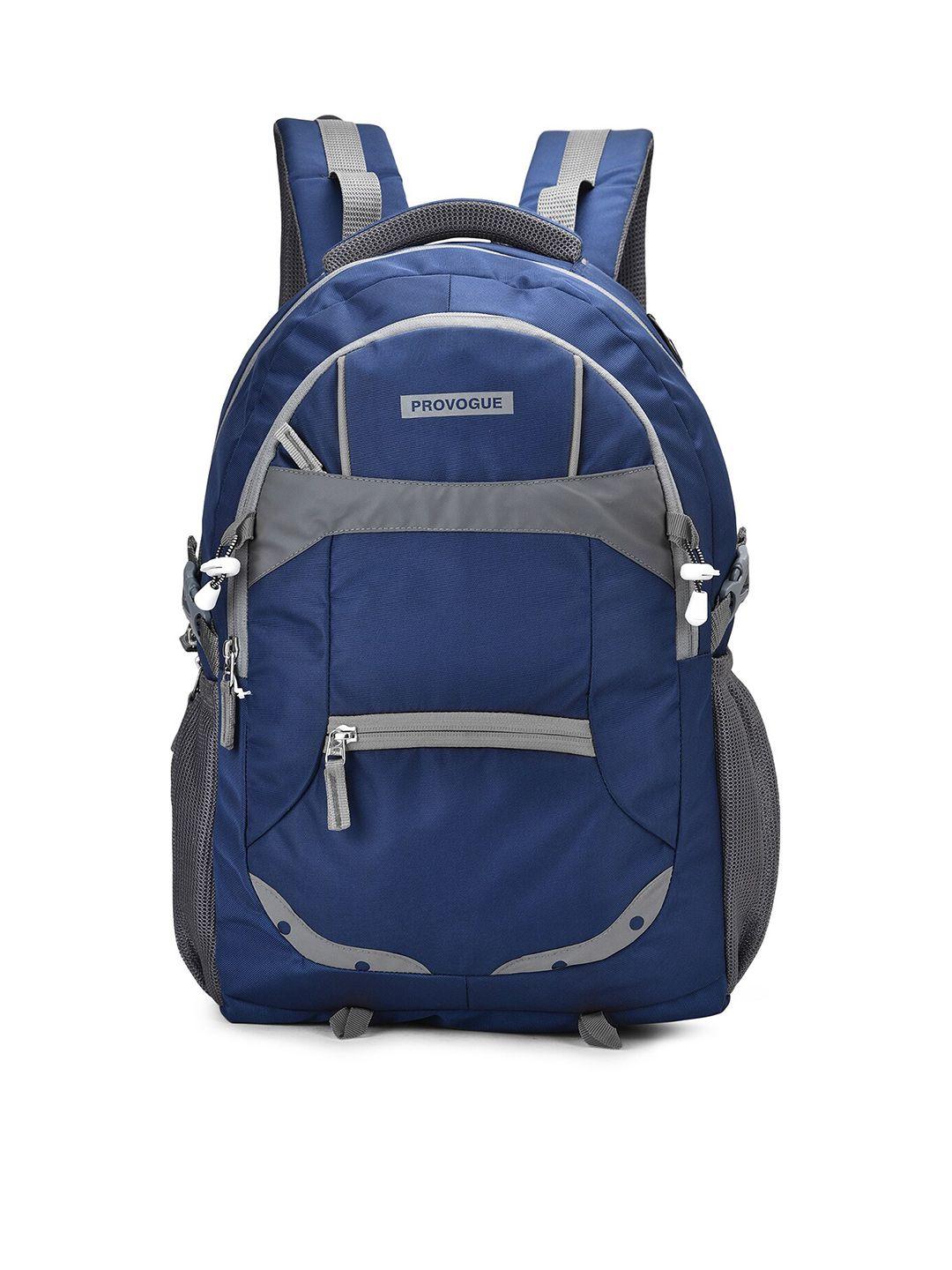 provogue unisex navy blue & grey backpack with reflective strip