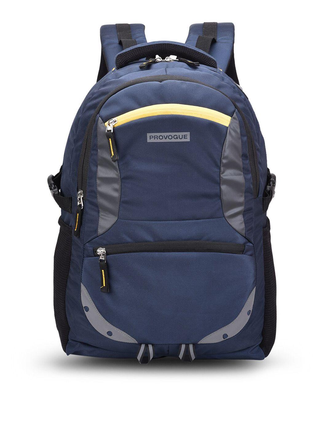 provogue unisex navy blue contrast detail backpack with reflective strip