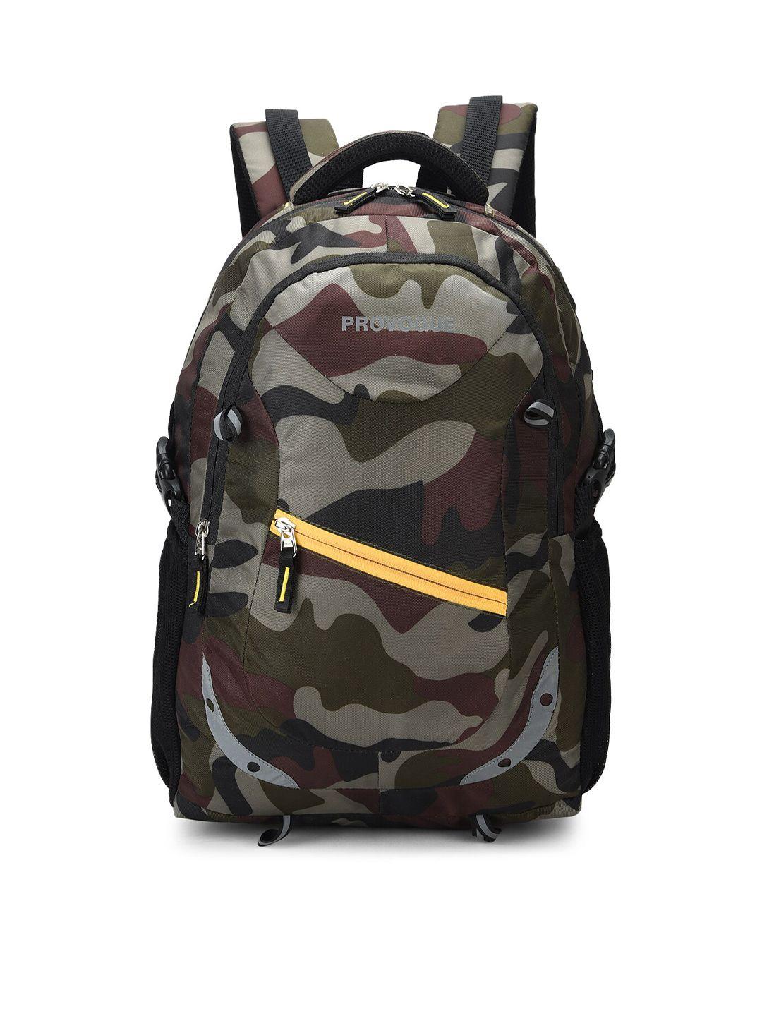 provogue unisex olive & grey camouflage backpack with reflective strip