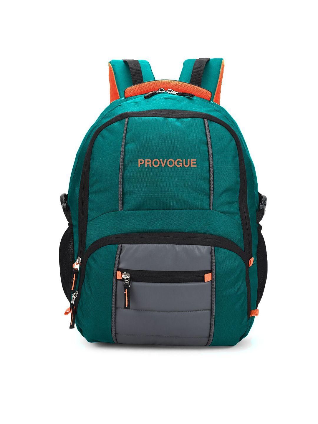 provogue unisex sea green & orange brand logo backpack with reflective strip