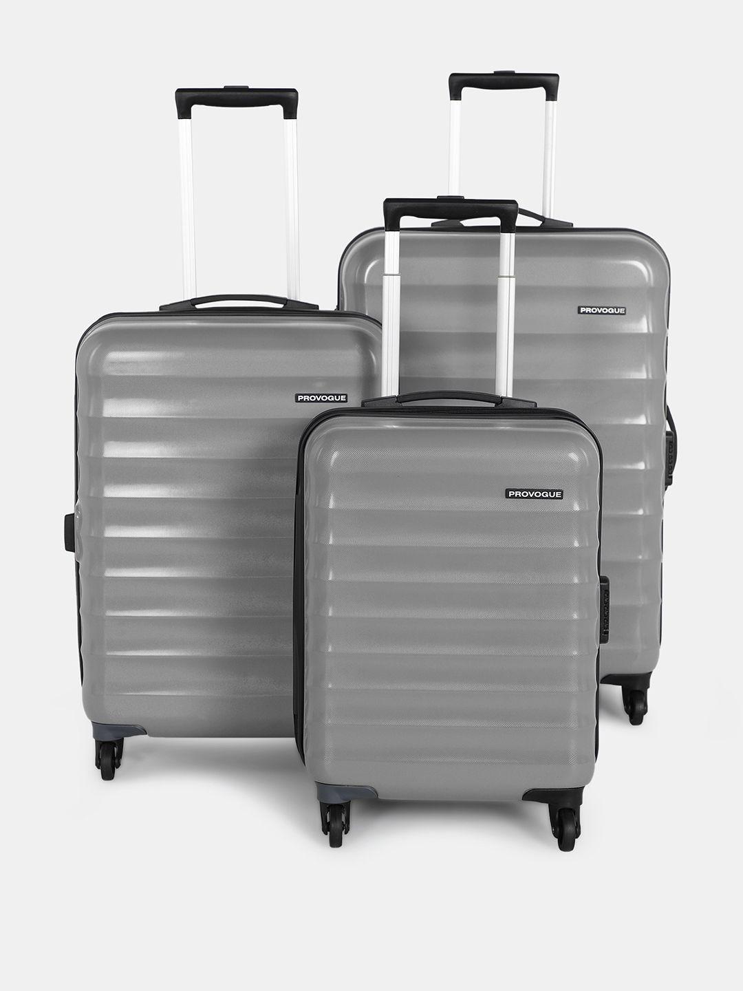 provogue verge hard body set of 3 small, medium & large size trolley suitcases