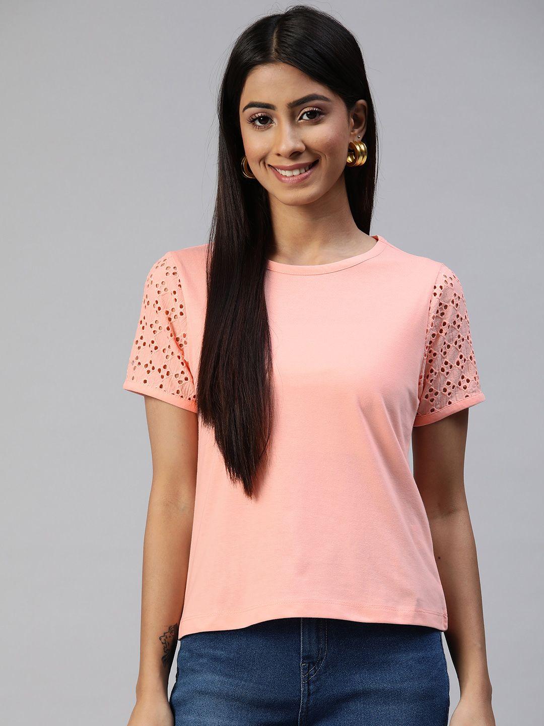 provogue women peach-coloured t-shirt