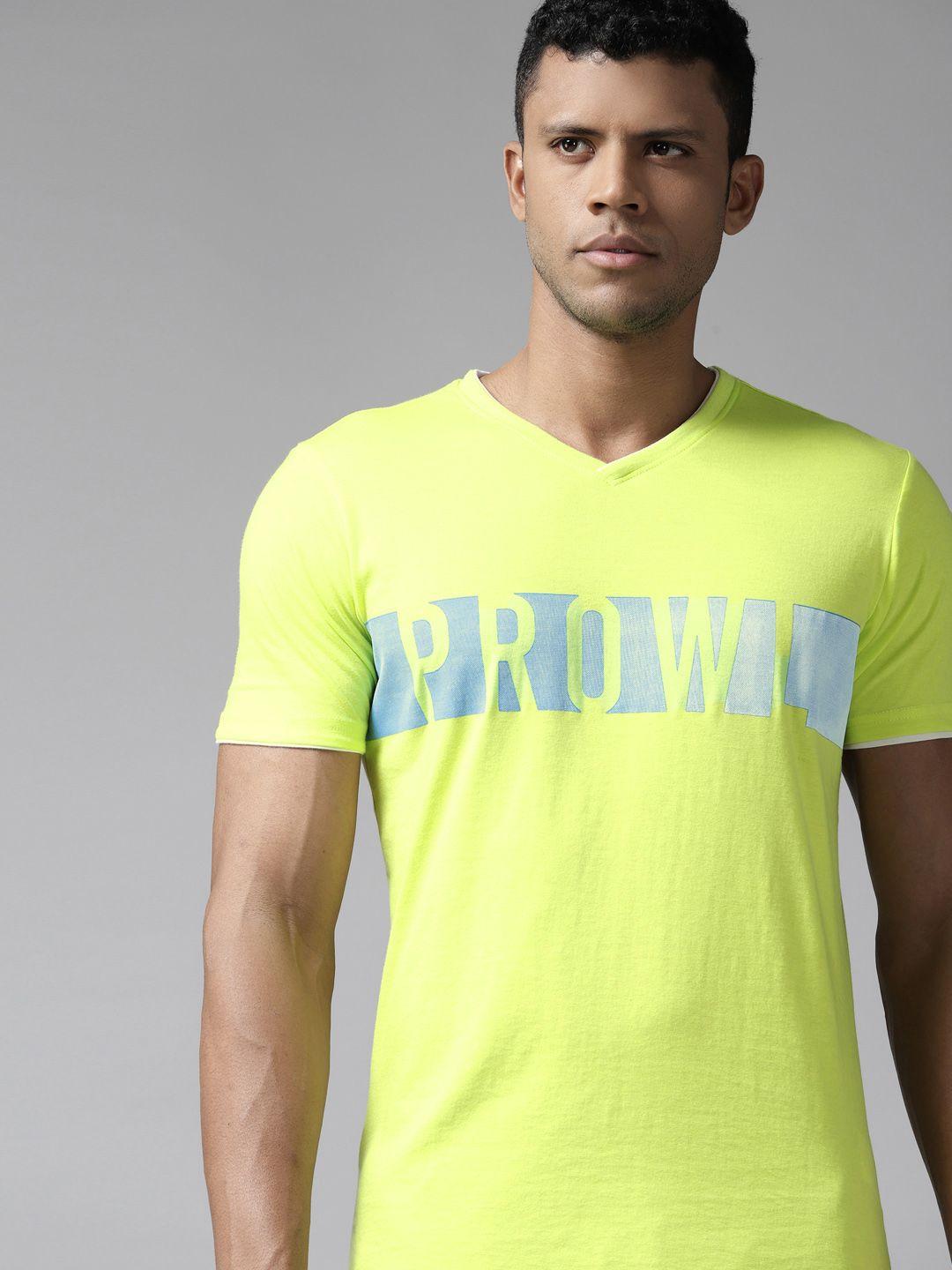 prowl brand logo printed detail v-neck t-shirt