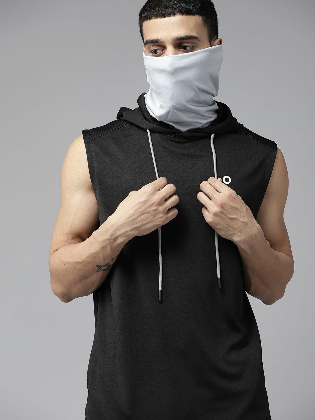 prowl by tiger shroff men black hooded sweatshirt with extended mask